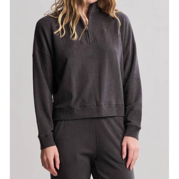 BAREFOOT DREAMS Tops - NEW BAREFOOT DREAMS brushed fleece with cozychic ultra lite rib half zip pullove